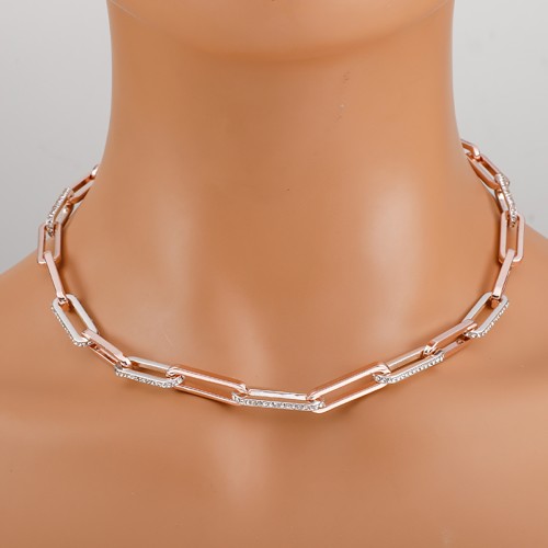 Hot Selling New Rose Gold Silver Two Color Chain Fashion Personalized Necklace Trendy Accessories RCS Recyclable Jewelry